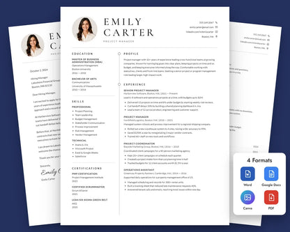 Resume Template Word, Google Docs, Apple Pages Resume, Professional Resume, CV Template, Modern Resume, Minimalist Resume, CV Resume