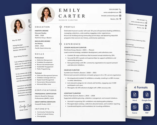 ATS Friendly Resume Template, Word Resume Template, Google Docs Resume, Minimalist CV Template, Professional Resume, Modern Resume