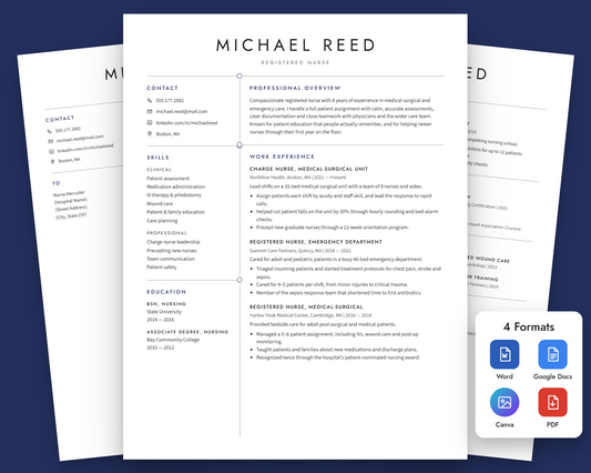 Nurse Resume Template + Cover Letter | Modern Two-Page, ATS