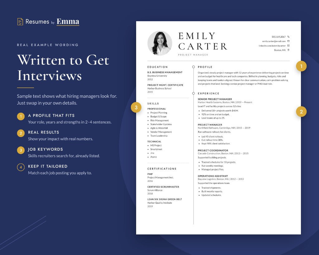 Written to get interviews - sample wording you can swap in
