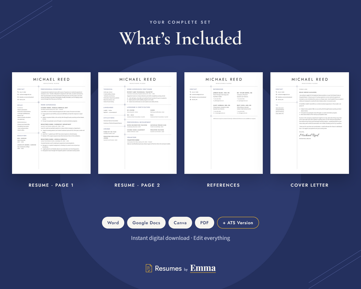 Resume Template Word, Google Docs, Apple Pages Resume, Professional Resume, CV Template, Modern Resume, Minimalist Resume, CV Resume
