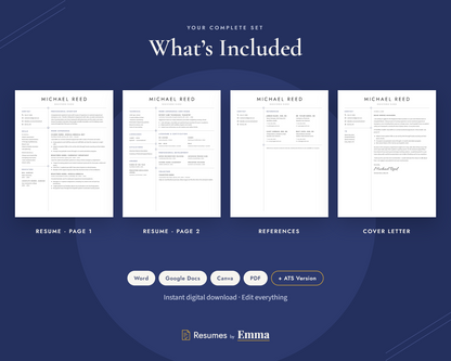 Resume Template Word, Google Docs, Apple Pages Resume, Professional Resume, CV Template, Modern Resume, Minimalist Resume, CV Resume