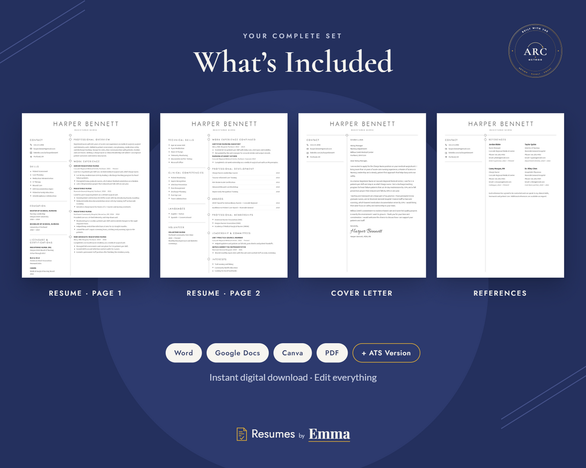 Sample Resume Template + Cover Letter | Modern Two-Page, ATS