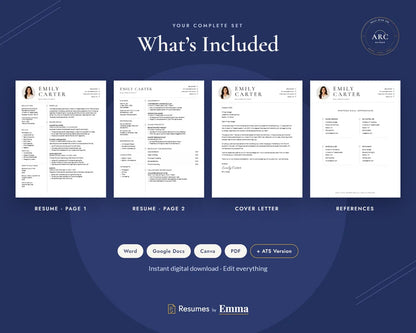 Professional Resume Template + Cover Letter | Modern Two-Page, ATS