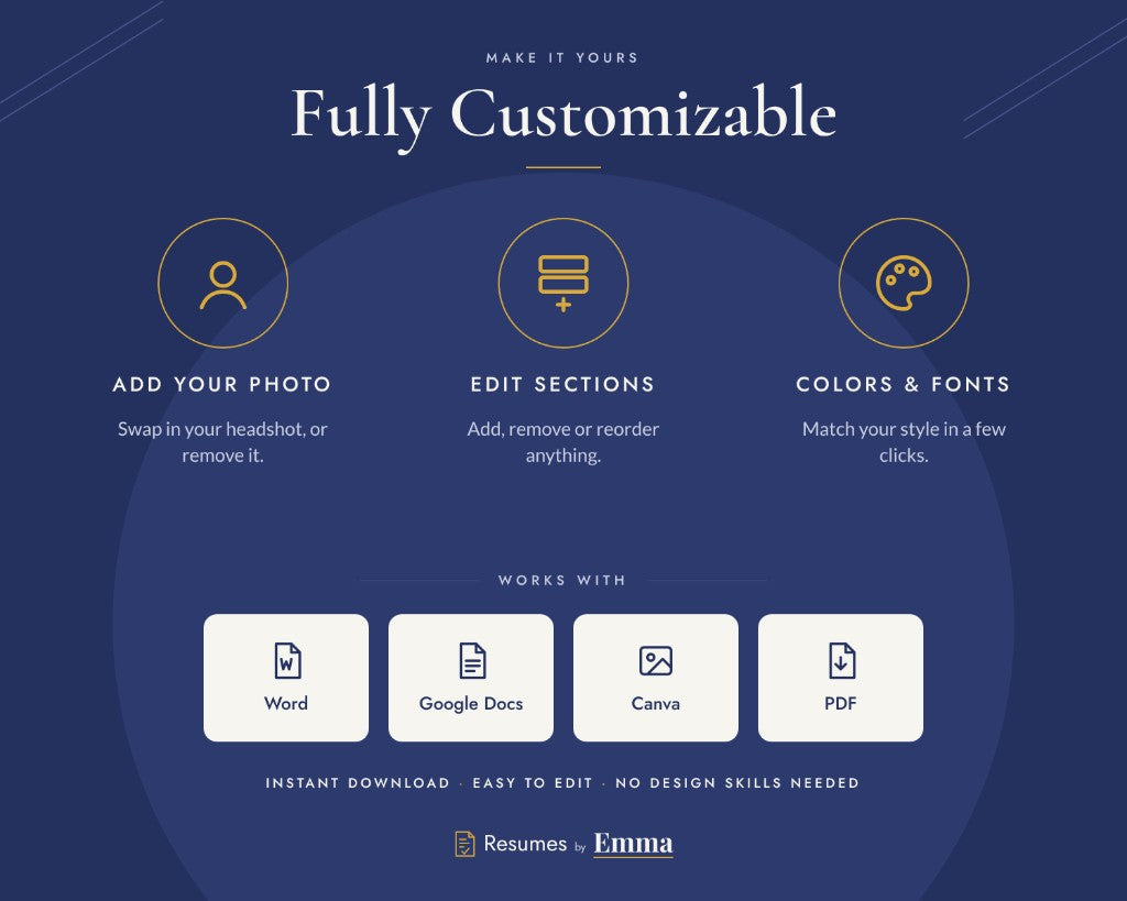 Fully customizable - works with Word, Google Docs, Canva and PDF