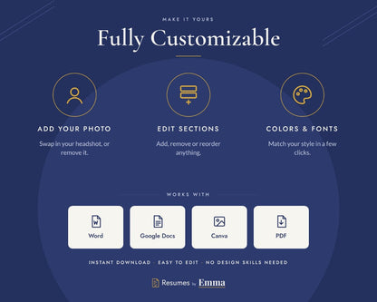 Fully customizable - works with Word, Google Docs, Canva and PDF