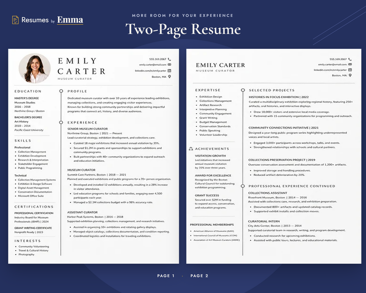 Simple Resume Template + Cover Letter | Modern Two-Page, ATS