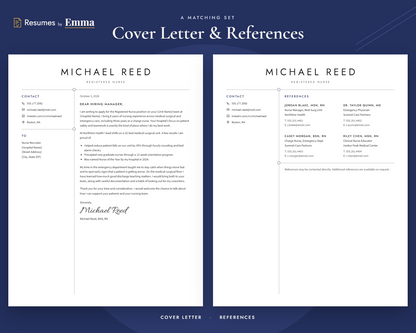 Nurse Resume Template + Cover Letter | Modern Two-Page, ATS