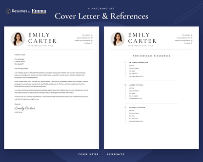 Professional Resume Template with Photo for Microsoft Word, Apple Pages & Google Docs, CV Template