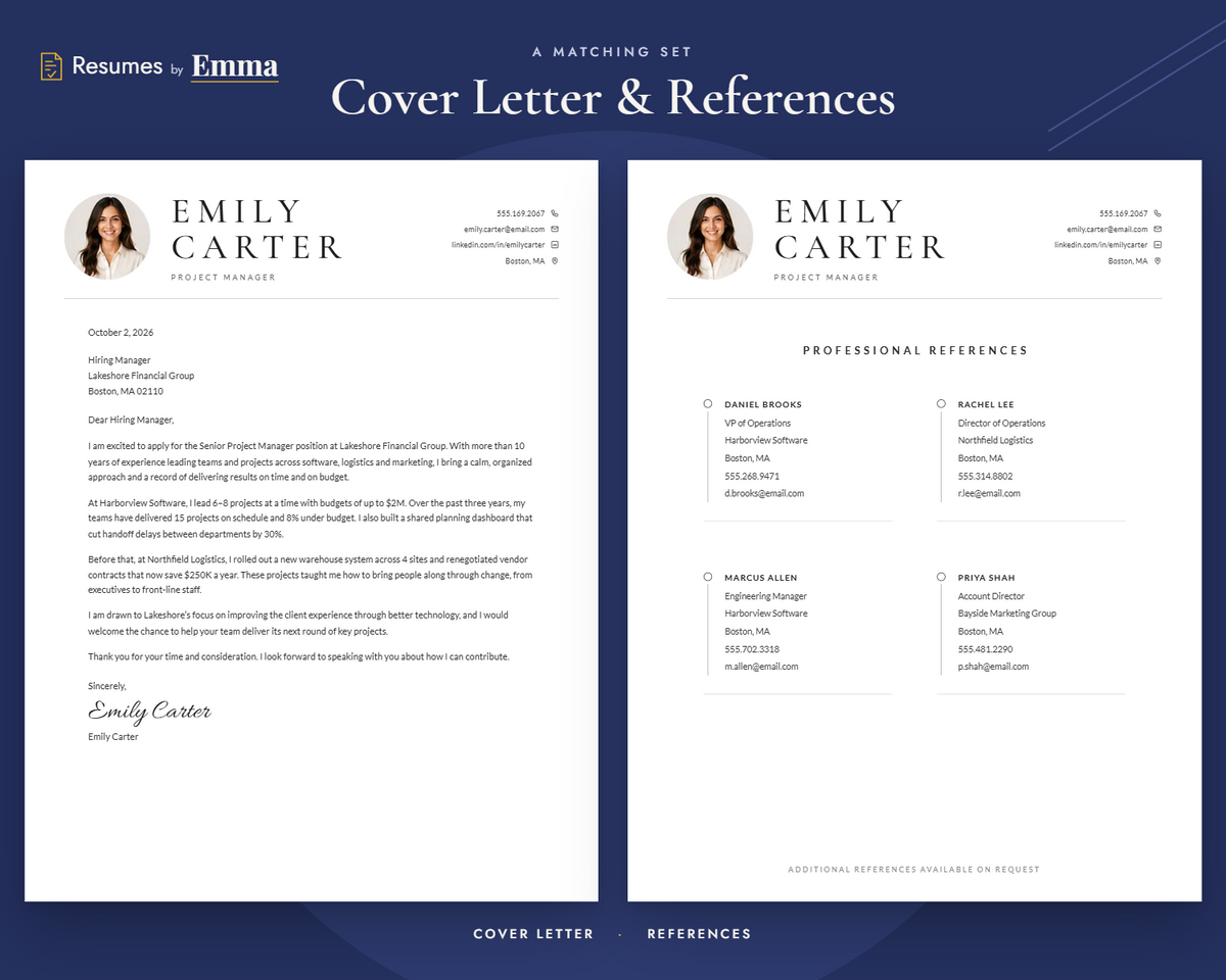 Resume Template Canva with Cover Letter, 1 Page CV Template Canva + 2 page resume for Canva, Minimalist Resume Professional CV with photo