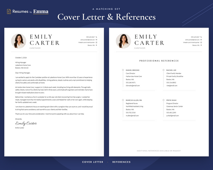 Caretaker Resume Template + Cover Letter | Modern Two-Page, ATS