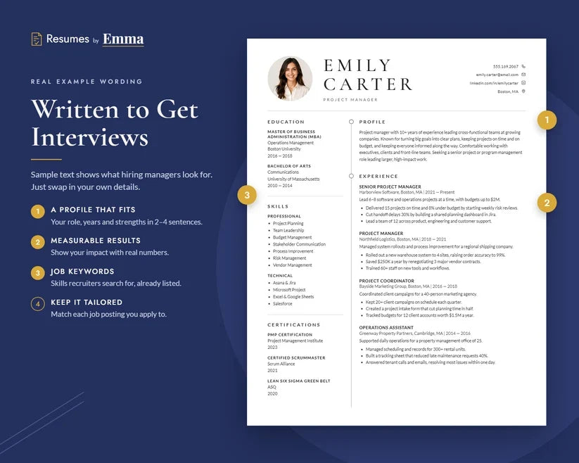 Two Page Resume Template + Cover Letter | Modern Two-Page, ATS