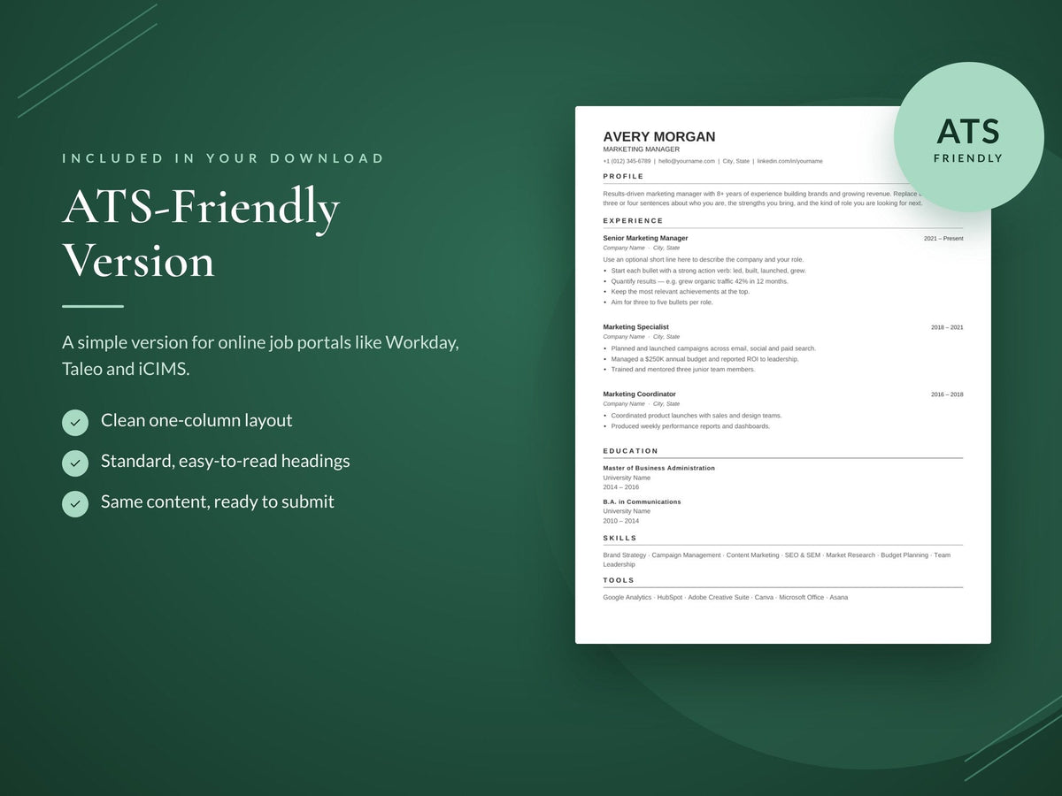 ATS-friendly resume included