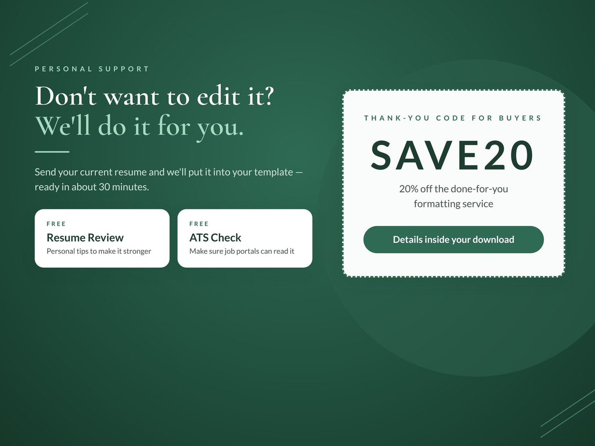 Done-for-you resume formatting service