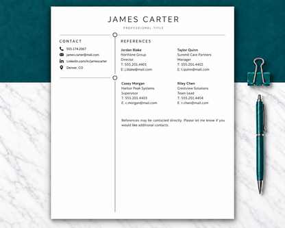 Professional Resume Template + Cover Letter | Modern Two-Page, ATS