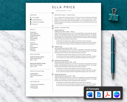Modern ATS Resume Template + Cover Letter | Word, Docs & Canva