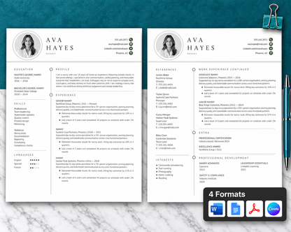 Nanny Resume Template + Cover Letter | Modern Two-Page, ATS