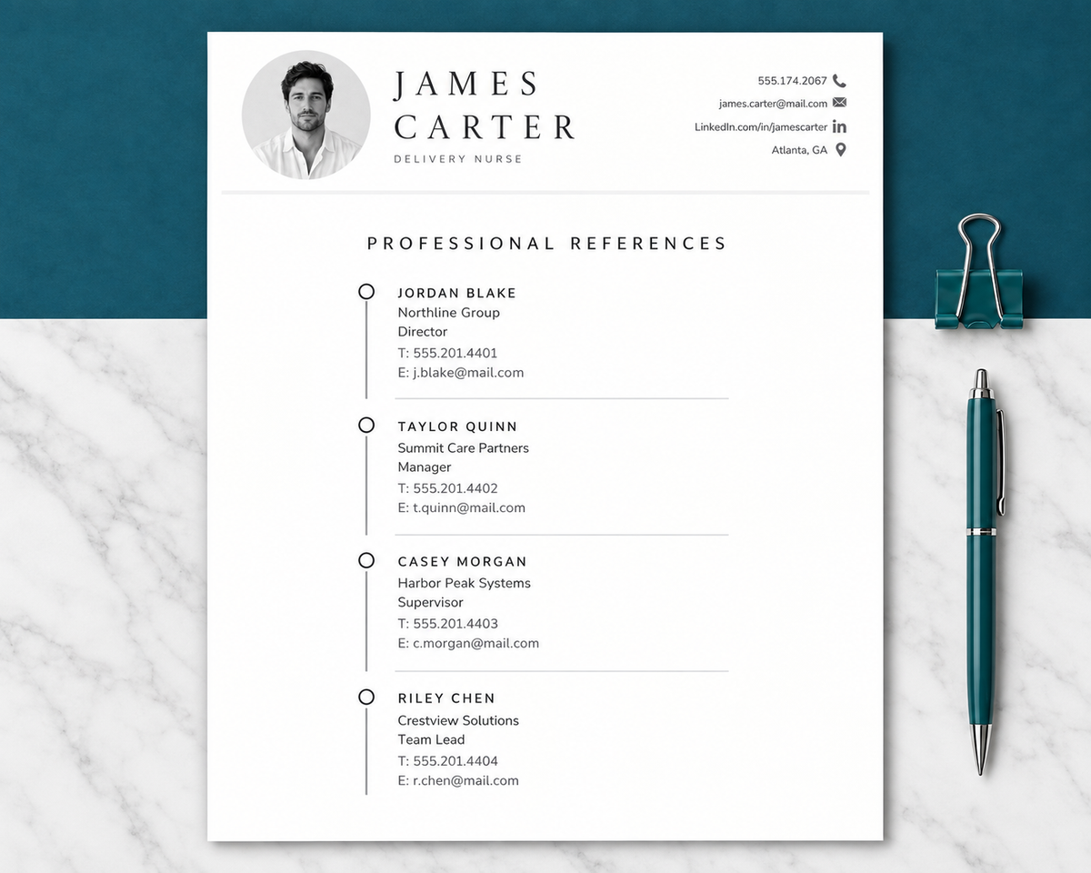 Delivery Nurse Resume Template + Cover Letter | Modern Two-Page, ATS