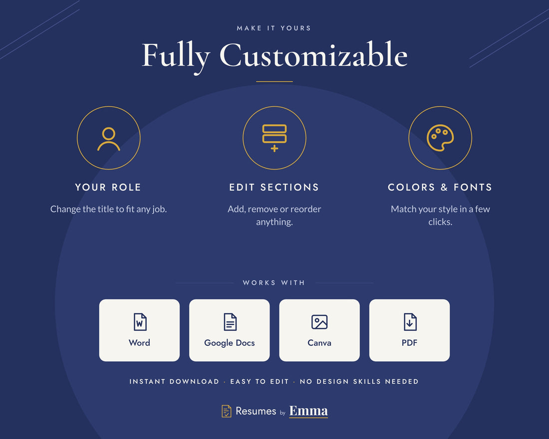 Fully customizable - works with Word, Google Docs, Canva and PDF