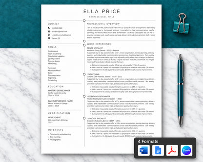 2 Page Resume Template + Cover Letter | ATS-Friendly 2026