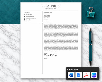 2 Page Resume Template + Cover Letter | ATS-Friendly 2026