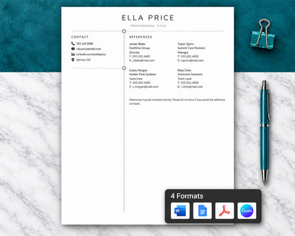 2 Page Resume Template + Cover Letter | ATS-Friendly 2026