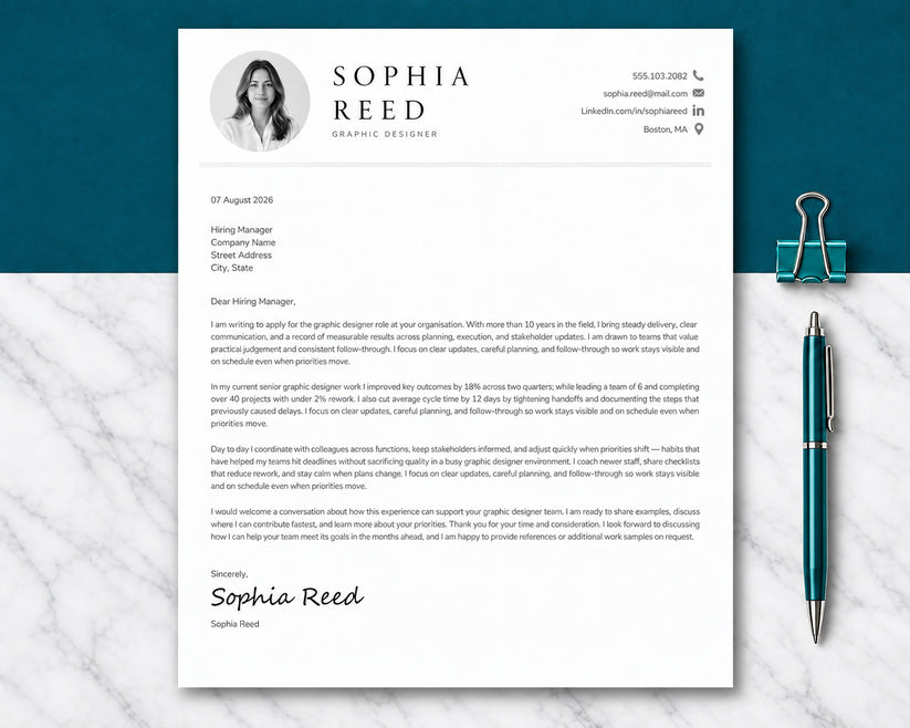 Graphic Designer Resume Template + Cover Letter | Modern Two-Page, ATS
