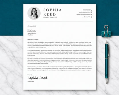 Graphic Designer Resume Template + Cover Letter | Modern Two-Page, ATS