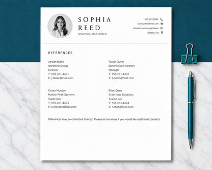 Graphic Designer Resume Template + Cover Letter | Modern Two-Page, ATS