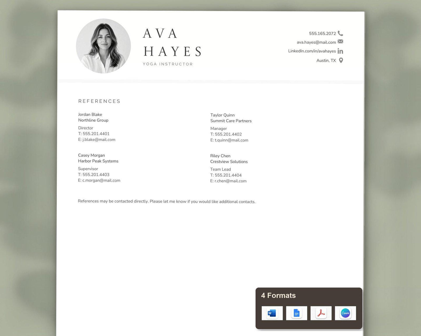 Yoga Instructor Resume Template