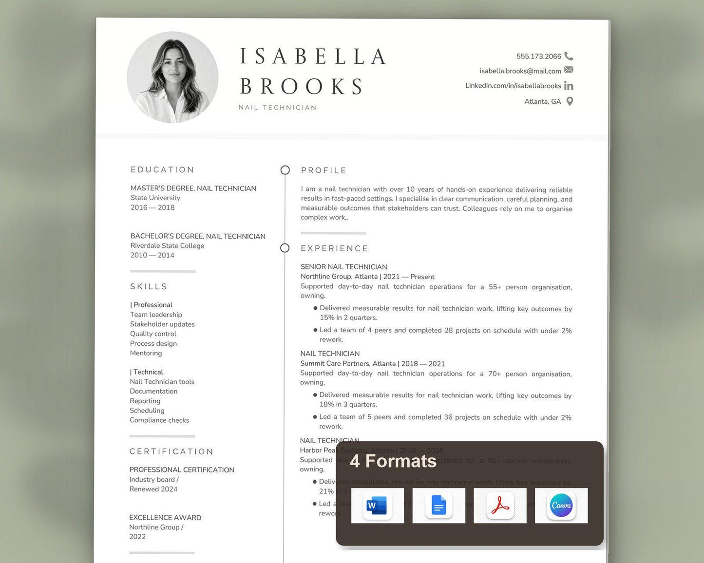 Nail Technician Resume Template