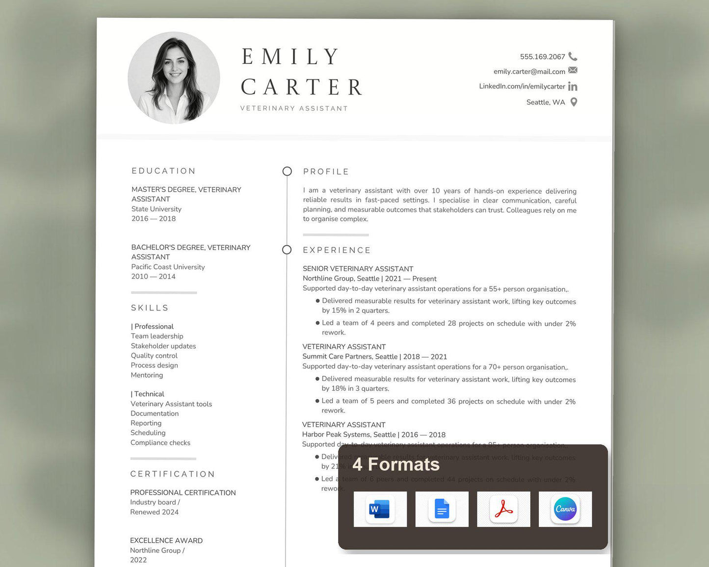 Veterinary Assistant Resume Template