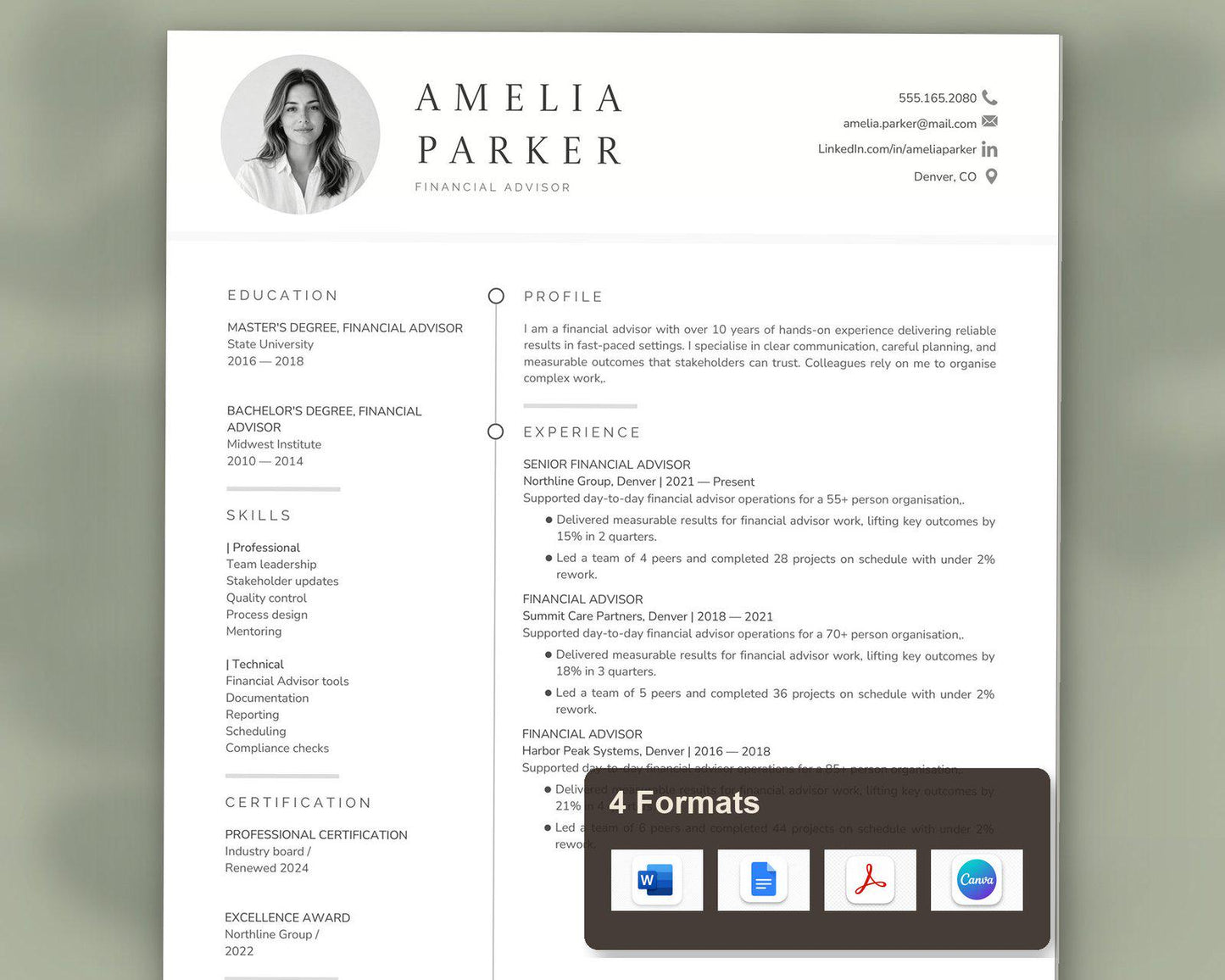 Financial Advisor Resume Template