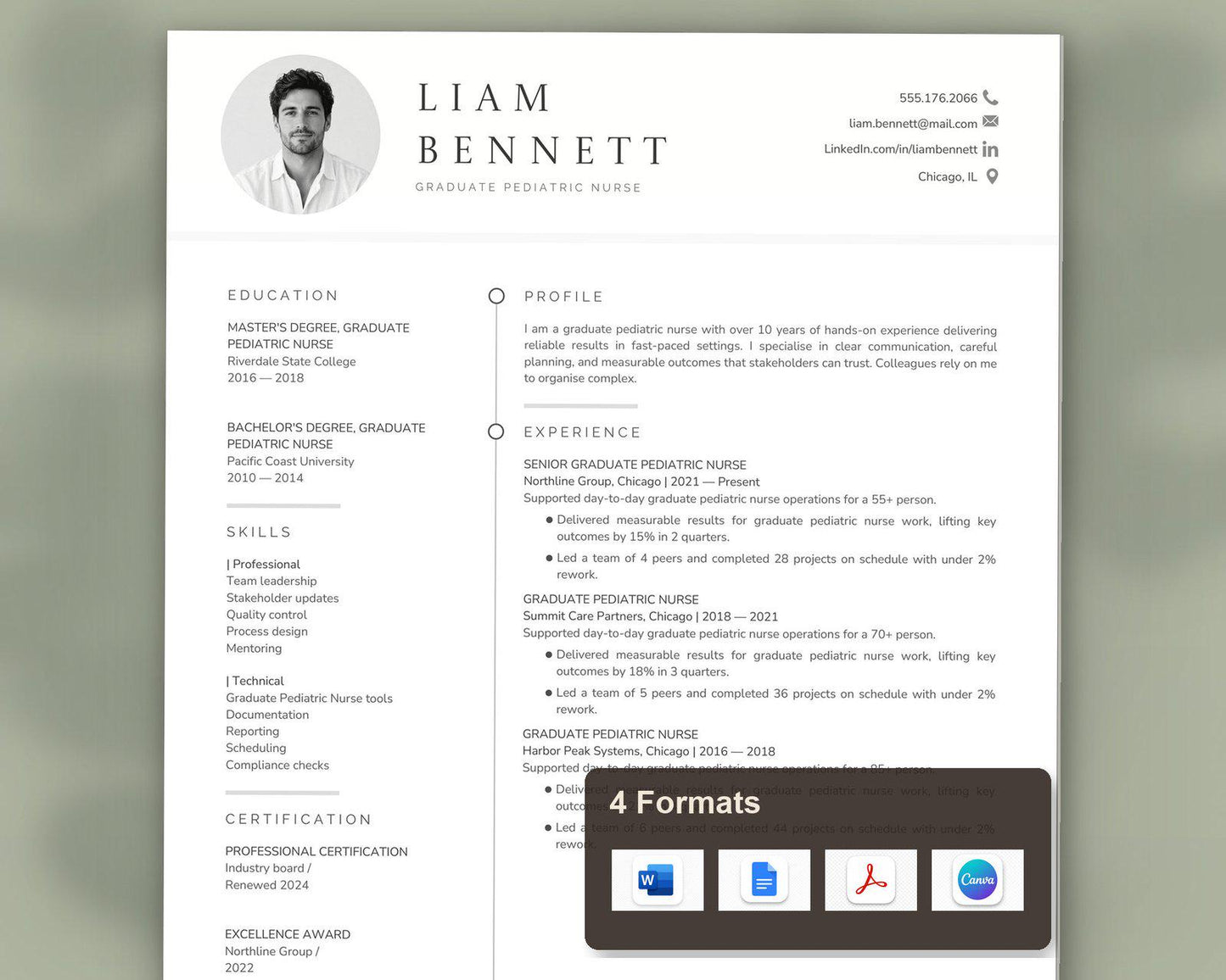 Graduate Pediatric Nurse Resume Template