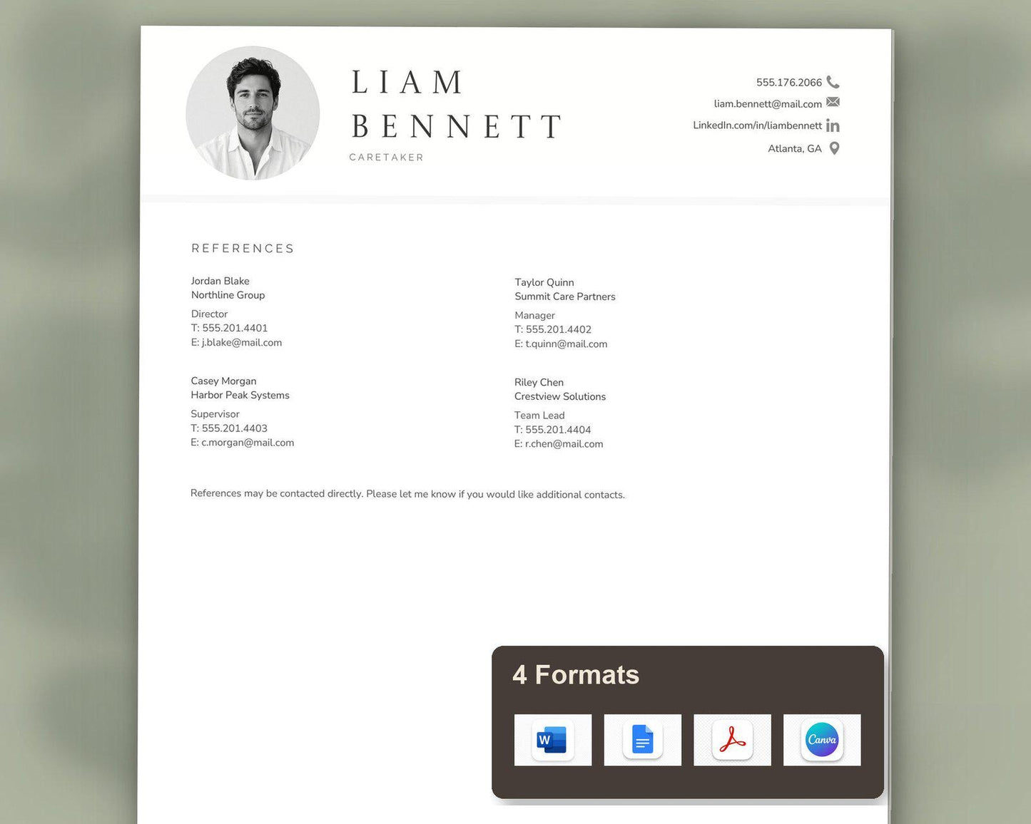 Caretaker Resume Template