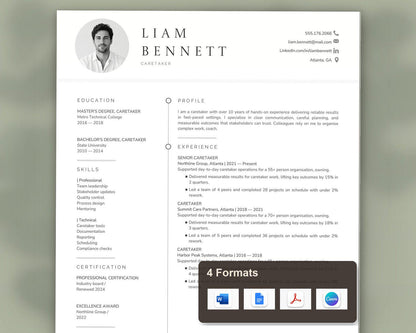 Caretaker Resume Template