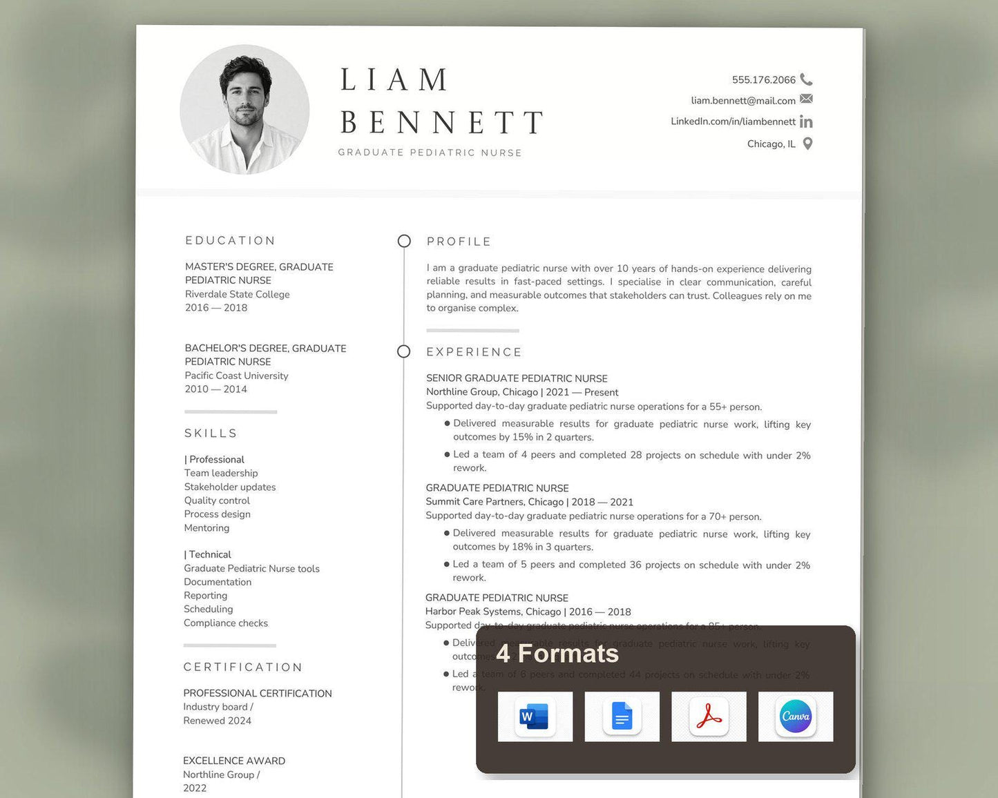 Graduate Pediatric Nurse Resume Template
