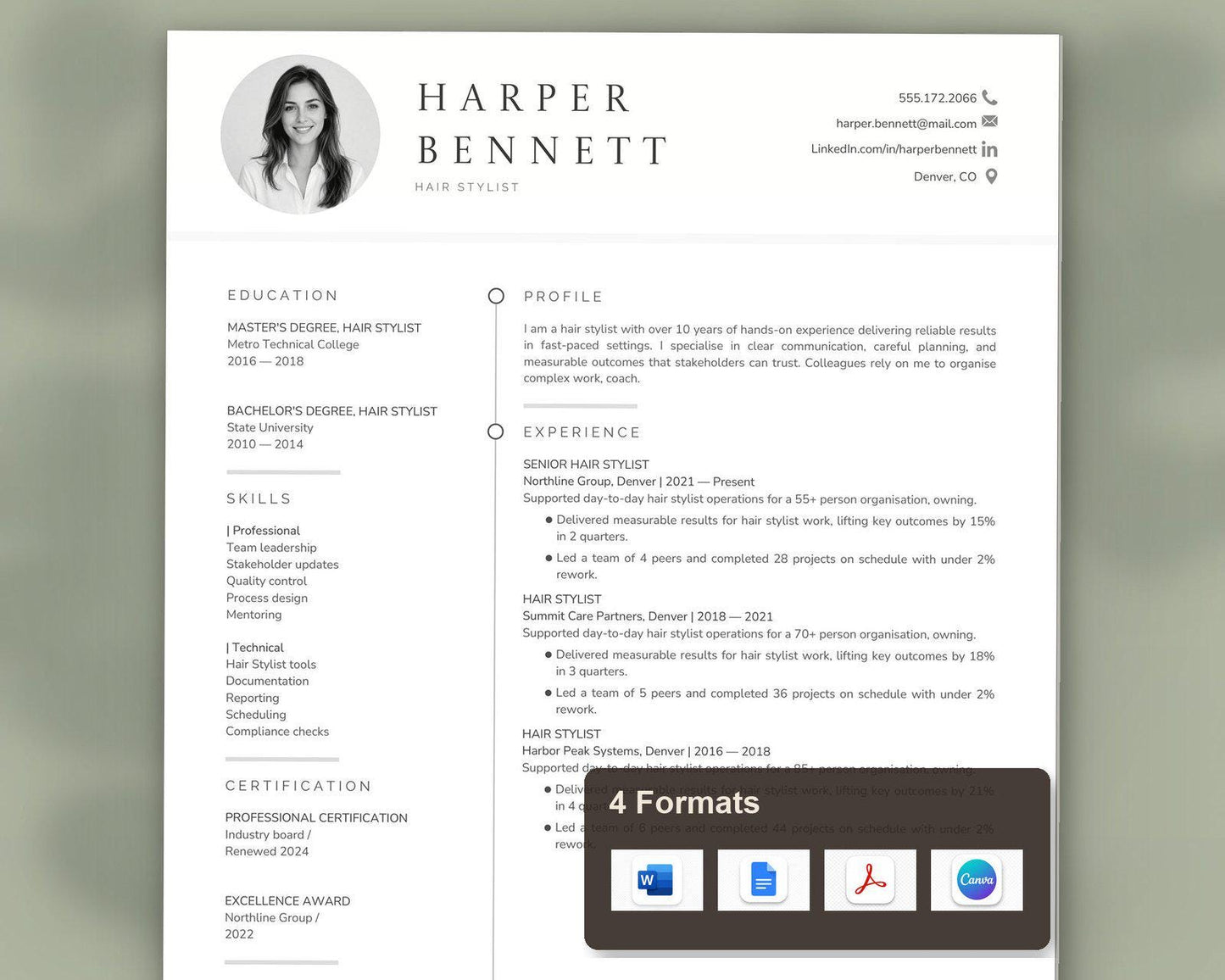 Hair Stylist Resume Template