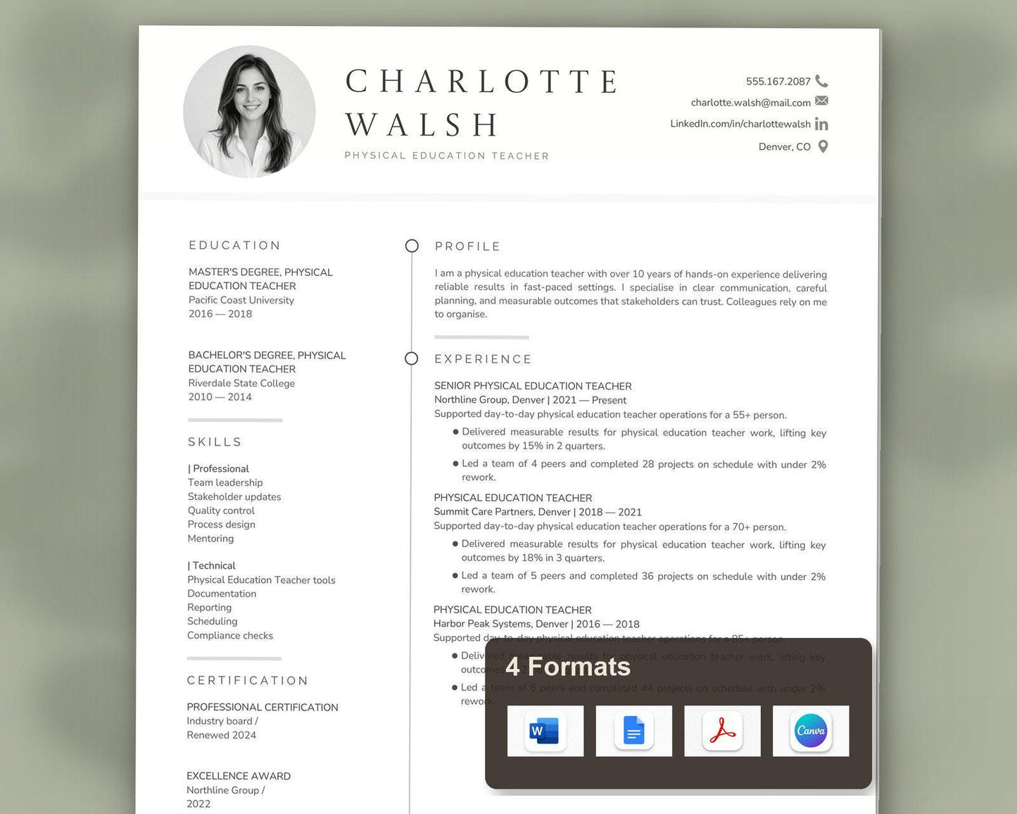 Physical Education Teacher Resume Template