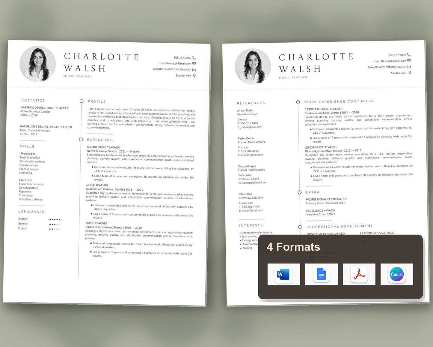 Music Teacher Resume Template