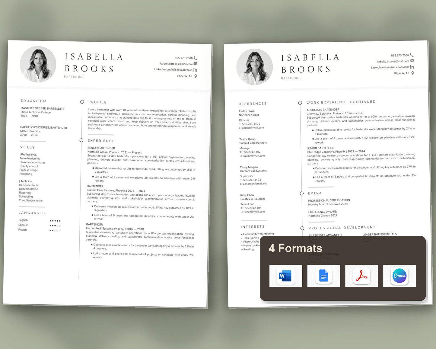 Bartender Resume Template
