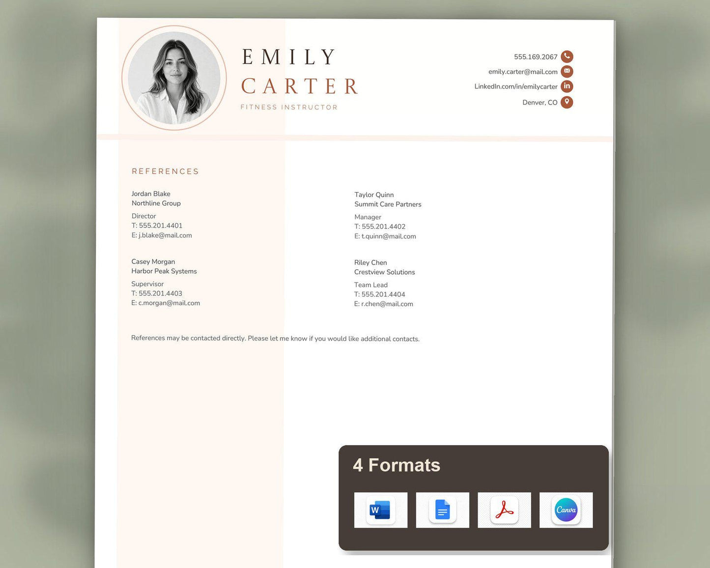 Fitness Instructor Resume Template