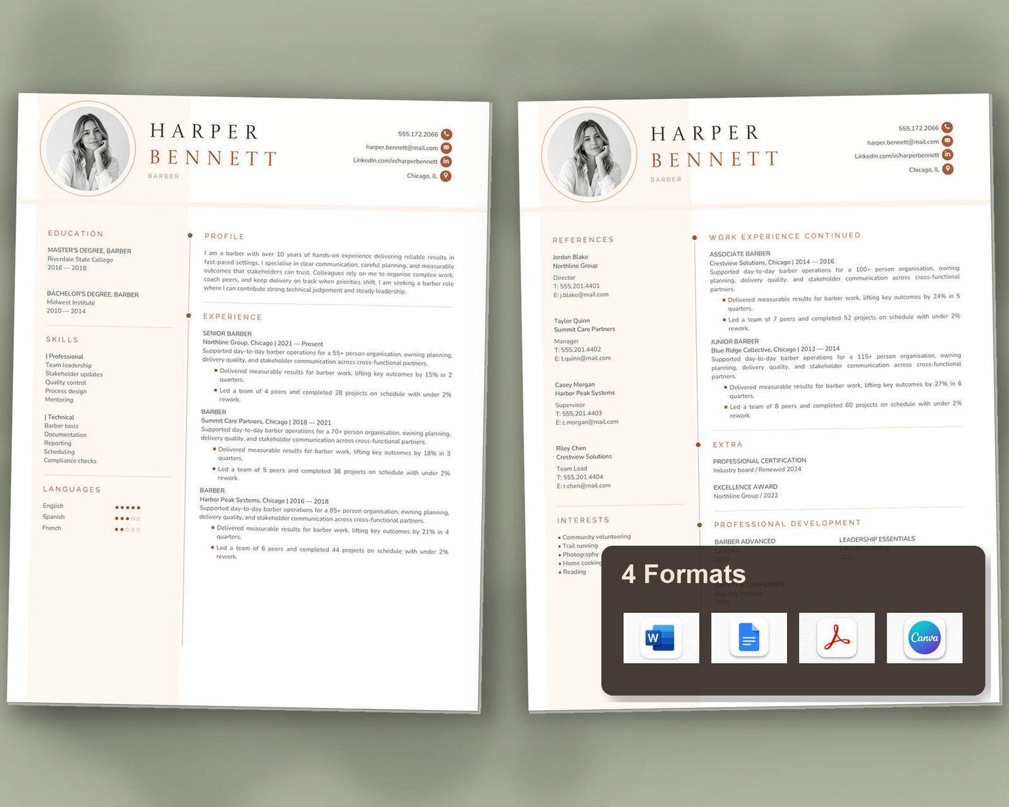 Barber Resume Template