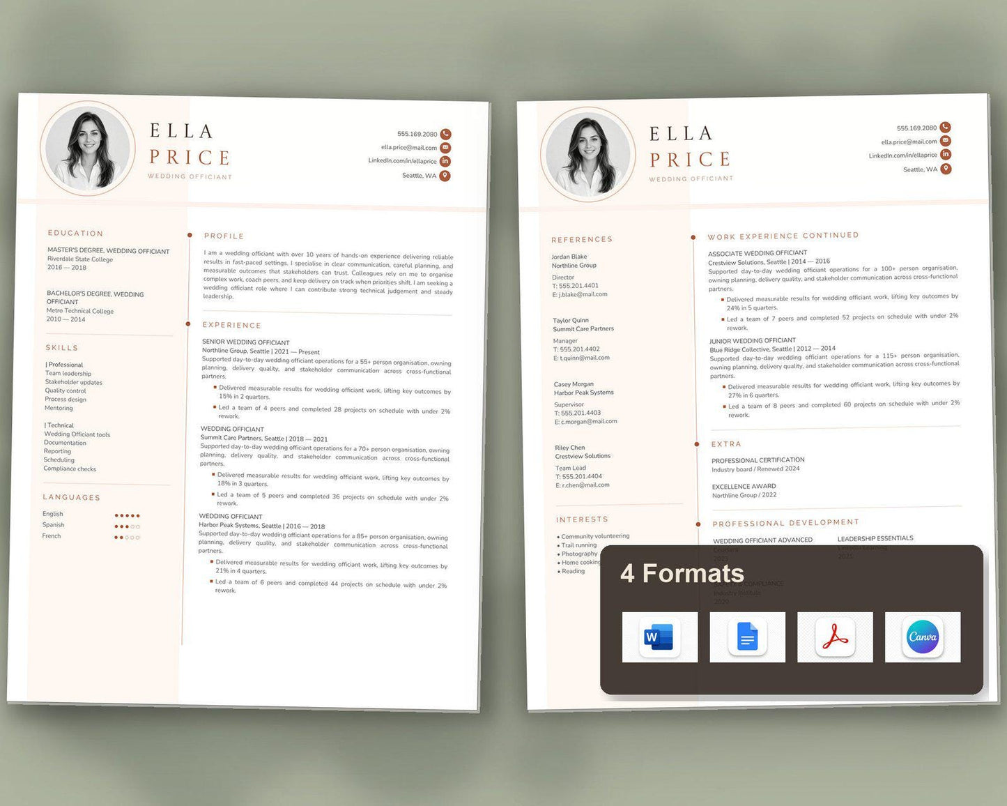 Wedding Officiant Resume Template