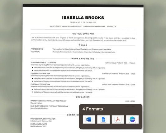 Pharmacy Technician Resume Template