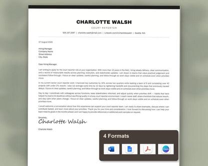 Court Reporter Resume Template