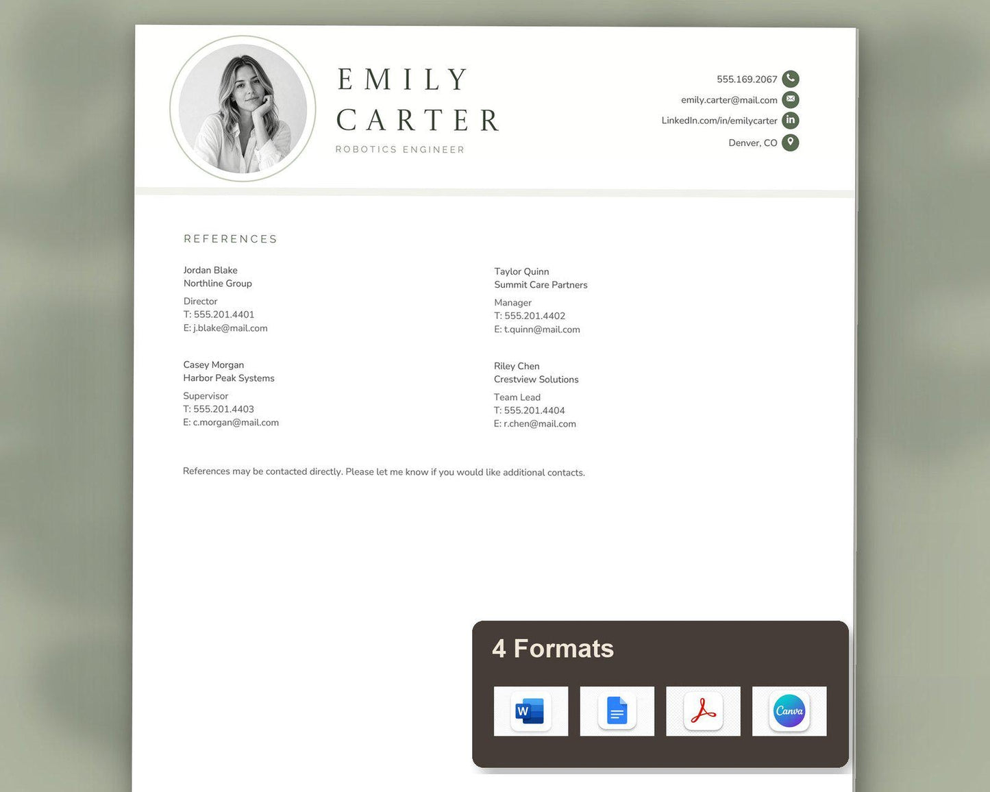Robotics Engineer Resume Template
