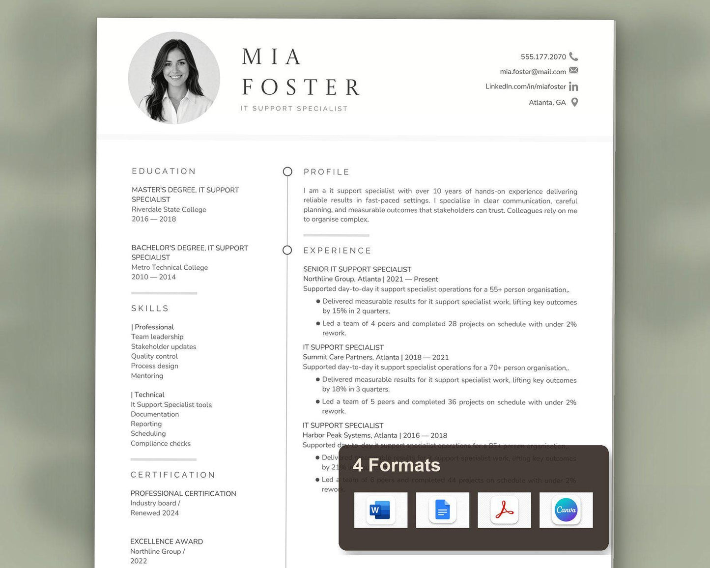 IT Support Specialist Resume Template