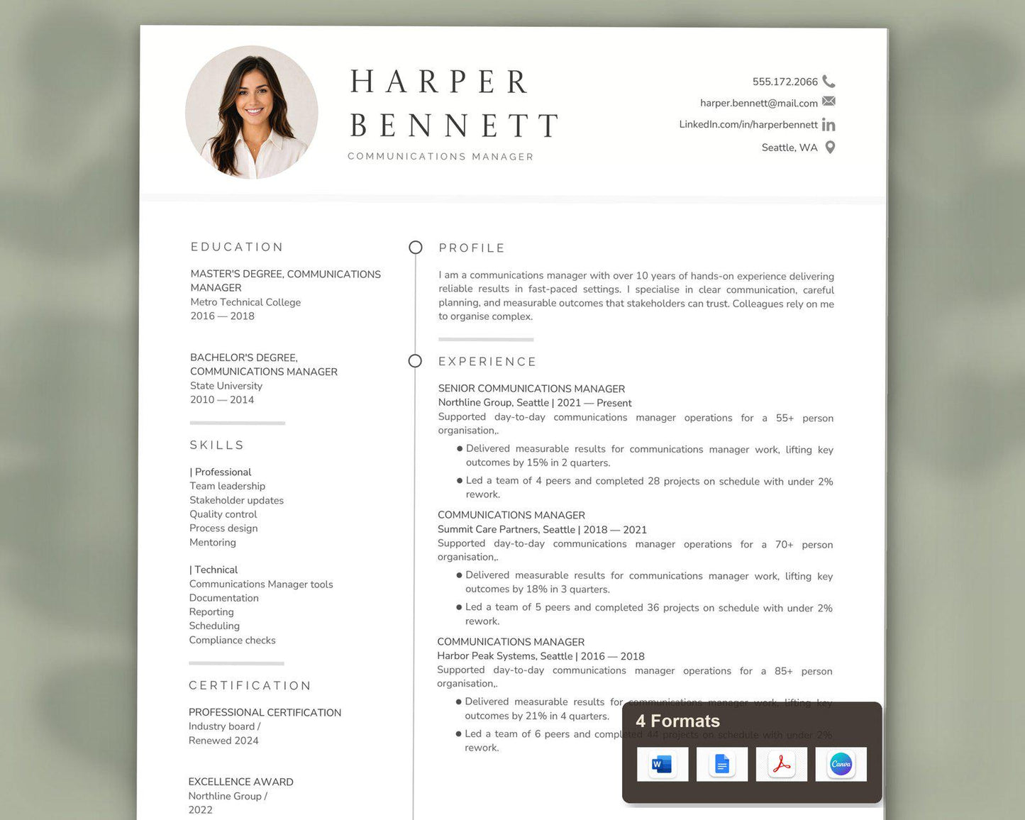 Communications Manager Resume Template