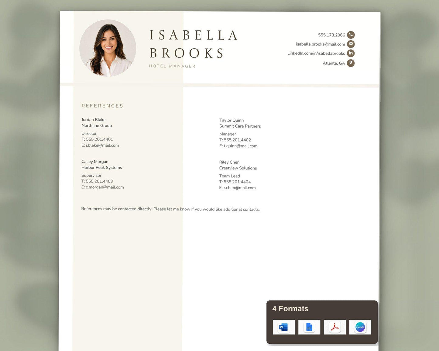 Hotel Manager Resume Template